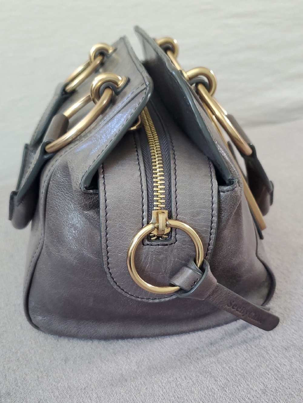 EUC See By Chloe Leather Satchel In Gray With Gold Hardware - Picture 10 of 16